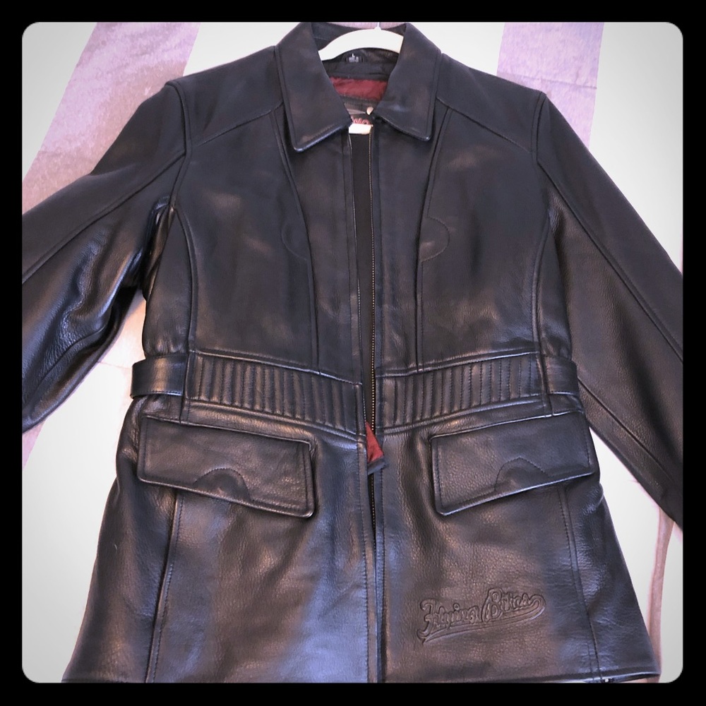 Women’s leather jacket.